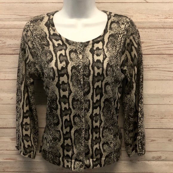 Charlotte Tarantola Snakeskin Print rhinestone accented sweater - Picture 7 of 8